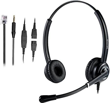 MAIRDI Telephone Headset for Cisco Phone, with RJ9 & 3.5mm Jack for Landline Deskphone Cell Phone PC Laptop, Call Center Headset with Microphone for Office, Work for Cisco 7941 7861 8811