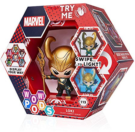 WOW! PODS Avengers Figuren - Loki Marvel Sammelfigur Avengers Fanartikel Offizielle Marvel Legends Superhelden Loki Merch Leuchtende Wackelfigur | Marvel Fanartikel Sammelspielzeug