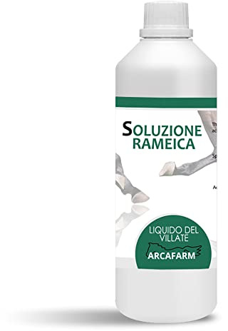 Liquido del Villate – Soluzione Rameica da 500 ml, detergente protettivo igienizzante per zoccoli cavalli, previene e cura lo zoccolo imputridito, riduce gli odori del fettone Made in Italy