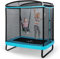COSTWAY 2 in 1 Kindertrampolin mit Schaukel, Gartentrampolin rechteckig mit Sicherheitsnetz & Randabdeckung, Indoor-/Outdoortrampolin für Kinder bis 100kg Belastbar (Blau)