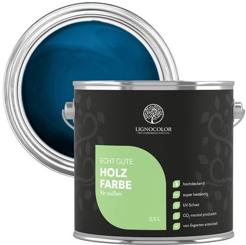 Lignocolor Holzfarbe Außen matt | wetterfeste Farbe für den Außenbereich (Königsblau matt, 750ml) | hochdeckend & hochbeständig