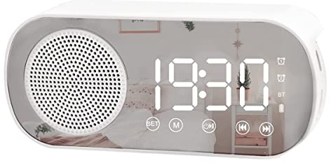 Yuuinnter Reloj Despertador Digital LED con Radio FM y Altavoz Bluetooth, Modo de AtenuacióN de Brillo de 3 Niveles, Relojes de RepeticióN para DecoracióN