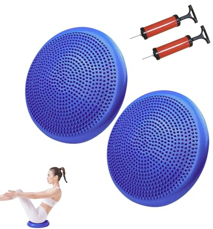 2x Balanskudde. Yoga, Pilates, Halkfri Air Fitness Disc. Uppblåsbar kudde för att förbättra hållningen. Skiva för att träna stabilitet.