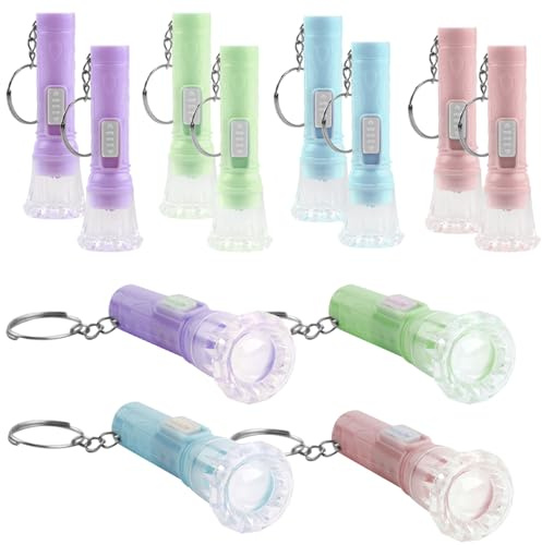 WrteEase 20-Pack Mini LED Keychain Torches – Random Color-Colorful Pocket-Sized Flashlights with Key Ring, Ideal for Kids Party Bag Fillers, Camping, and Reading