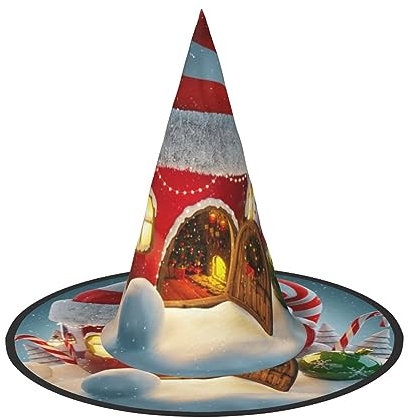 GBCDEDSL Frohe Weihnachten Nikolausmütze Unisex Halloween Weihnachten Ball Geburtstag Party Karneval Polyester Vollhut Hexenhut Faltbar Leicht Hut