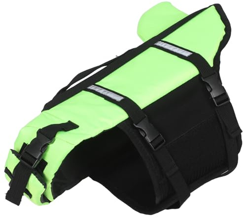 Homoyoyo Giubbotto di Sicurezza per Cani Regolabile Verde Fluorescente Maniglia di Salvataggio Giubbotto Riflettente ad Alta Visibilità per Passeggiate Serali e Attività Acquatiche