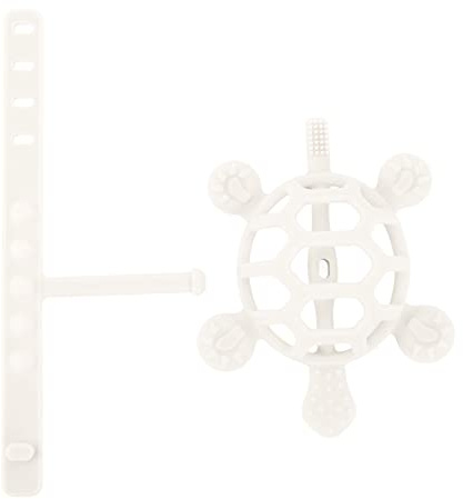 TOPINCN Babybitring, Sköldpaddssilikonbitningvante för Bebisar, Mjuk Tuggbitring med Säkert Material för Lugnande Tandkött och Smärtlindring (Beige)