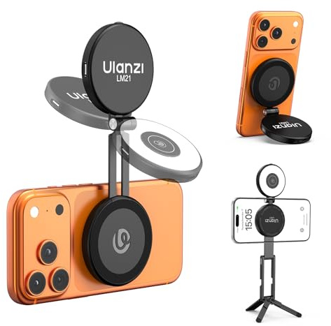ULANZI LM21 Magnetiskt selfieljus, selfie ringljus för iPhones, mobiltelefon ringljus med 3 färgtemperaturer 2 500 – 8 500 k, LED selfie ring, fyllningsljus för selfies, videosamtal, konferenser