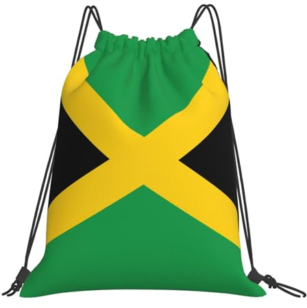 Jamaicas flagga kvinnor män gymväska justerbar dragsko ryggsäck bärbara simväskor för picknick resor semester