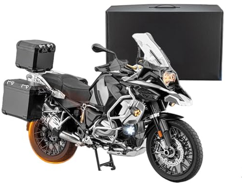 Cubertime Modèle de moto RC Adventure R1250GS Noir à l'échelle 1/6, moto en alliage 1:6 avec son, lumière et pulvérisation, kits de modèles de moto à l'échelle 1/6 pour collectionneurs