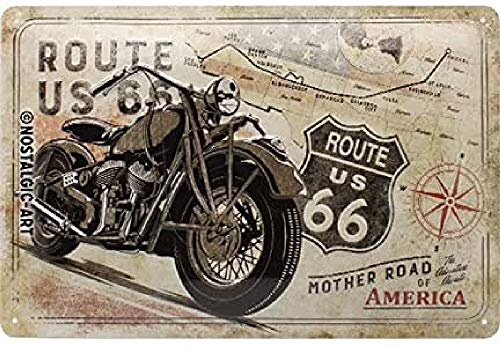 Nostalgic-Art Retro Blechschild, 20 x 30 cm, Route 66 – Bike Map | aus Metall, Vintage Design, Blechschilder Sprüche, Geschenk-Idee für USA-Fans