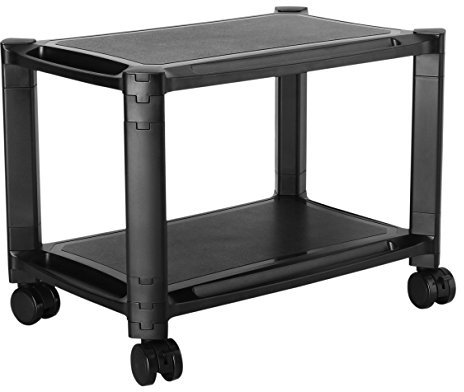 RICOO Rollcontainer mit Schubladen Schreibtisch schwarz WM4-L Rollwagen Schubladenelement modular Rollschrank für ca. 13-32 Zoll (33-81cm) schmal Bürocontainer Erhöhung Allzweckwagen Druckertisch