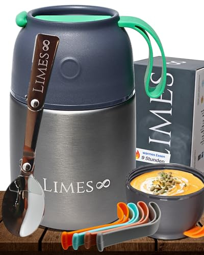 Limes 8® Thermobehälter für Essen - 500ml - Warmhaltebehälter für Speisen - Thermo Lunchbox Edelstahl - Essensbehälter für Suppen, Müsli to go Speisegefäß