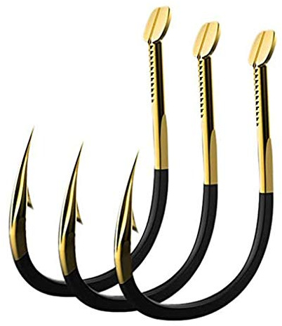 Hong Yi Fei-shop Fisch Haken Neue hochfeste Titanlegierung Angelhaken mit Barbed Tungsten Stahlhaken for Ocean River Lake Angeln, 15 Größen, Packung 30 (schwarz Gold) Angelhaken (Größe : 3#)