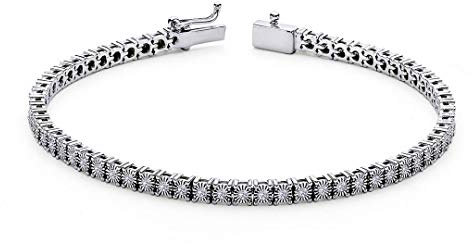 0,85 Carat Brillant-Schliff Diamant Tennis Armband 14 Karat Weißgold