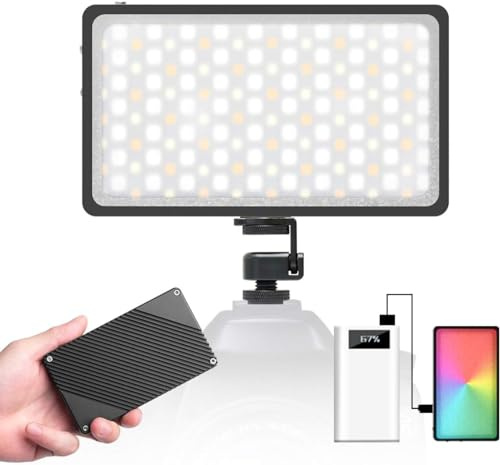 Moman MLX-RGB Dimmable Video Light 2500K-8500K CRI 96+ Camera LED Panel with OLED Display, Supports Three Light Modes Type-C Charging for Camera DSLR Camcorder Photography
