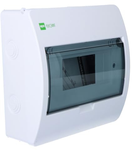 Elektro-Plast Caja de fusibles, tapa transparente, IP40, caja de distribución de montaje en superficie, 8 módulos, 1 fila