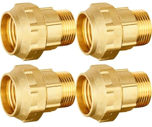 Suinga Pack 4 ENLACE MACHO LATÓN 20 mm x 1/2 para tubería de polietileno de 20 mm. Manguito de laton para alta presión, riego y fontaneria, Certificado Aenor