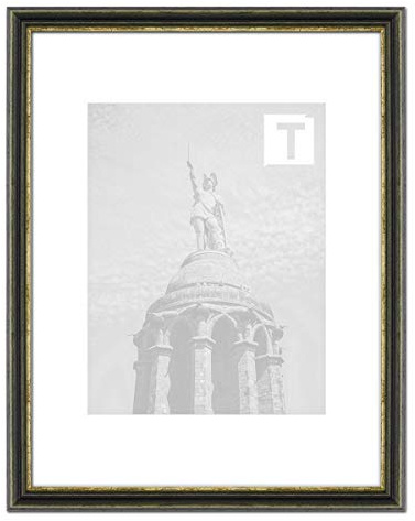 Barock-Bilderrahmen Julianne Grün 30 x 40 cm Echtglas Antireflex 2mm filigran goldene Leiste
