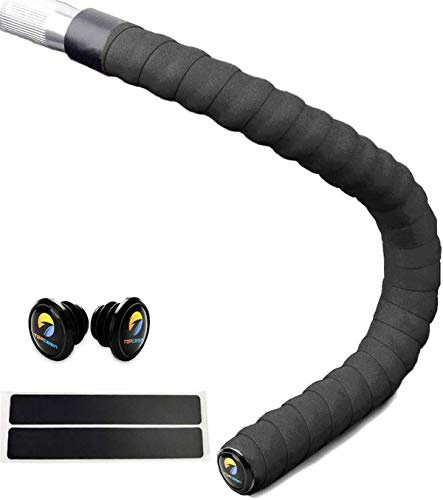 TOPCABIN Fahrrad Lenkerbänder,2 Rollen Comfort Lenkerband für Citybike Road Bike Lenker Band Bike Lenkerband mit Bar Plugs (Schwarz 001)