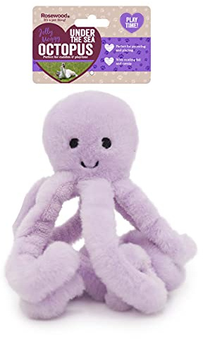 Rosewood Jolly Moggy Under the Sea Plush Octopus Cat Toy – Soft, Fun Catnip Toy for Cats and Kittens – Interactive Crinkle Sounds – Durable, Engaging Pet Toy – Safe, Non-Toxic
