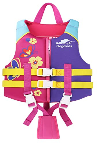 Gogokids Veste de Flottaison pour Enfants - Maillot de Bain Costume de Flottabilité Apprendre à Nager pour Garçons et Filles Rose M