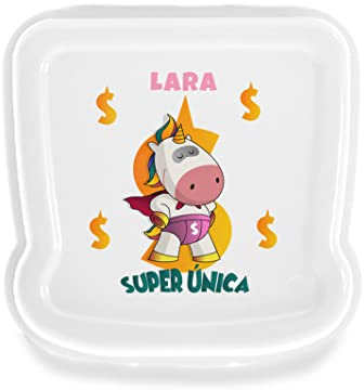 SAQUITOMAGICO Sandwichera Personalizada Infantil con Nombre o Texto – Fiambrera Resistente para Almuerzo y Merienda – Diferentes Diseños a Elegir – Apta para Lavavajillas – Impresión UV Duradera