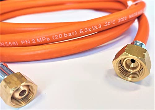 ZaTeChS Propan Butan Manguera de Gas 200cm (2m) | 20 Bar | Ø9mm | 1/4 - 21.8 Inches LKS Acoplamiento rápido | hasta -30°C | Pantalones para Camping, barbacoas de Gas