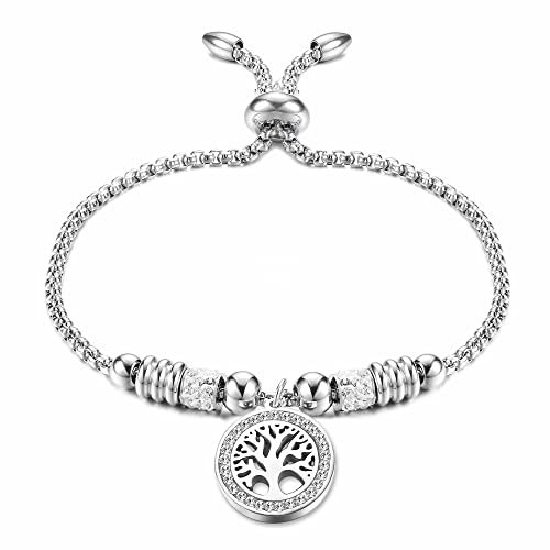 Chriscoco Lebensbaum Armband Damen Edelstahl Armbänder Handgelenk Anhänger Verstellbar Armband für Frauen