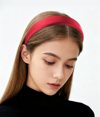 axy Haarreif mit Stoff gepolstertes Candy Colours und Satin Bezogen - Wunderschön Damen Stirnband Haarschmuck Haarreifen HRK7A (Rot)