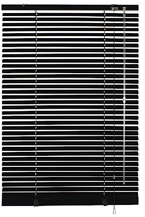 GARDINIA Alu-Jalousie, Sichtschutz, Lichtschutz, Blendschutz, Wand- und Deckenmontage, Aluminium-Jalousie, Schwarz, 80 x 175 cm