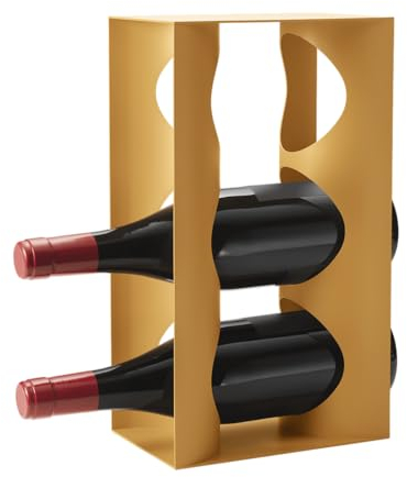 Georg Jensen Alfredo Wine Rack in Saffron Yellow - Stainless Steel Holder - Designed by Häberli Alfredo - Elegant Tabletop Up to 3 Bottles Display