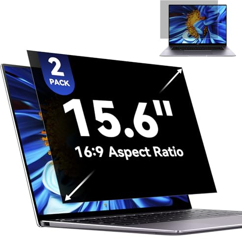 2 Unités 15.6 Pouces Filtre de Confidentialité Aspect 16:9 pour écran Ordinateur Portable, Compatible avec HP/Dell/Acer/Lenovo/Thinkpad/Samsung/ASUS/Sony, Amovible Anti-Lumière Bleu Protecteur D'écran