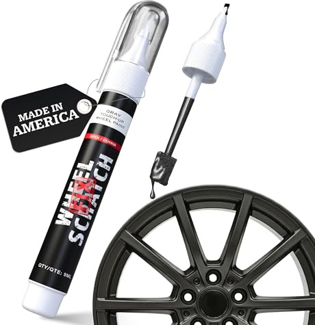 Wheel Scratch Fix® Dark Grey Magic Car Scratch Remover Pen - Alloy Wheel Touch Up Paint Pen for Cars, Curb Rash Removal with Fast-Drying & Long-Lasting OEM Finish, Vehicles Rim Repair Paint for Chip (Satin Dark Gray (Pen Only))