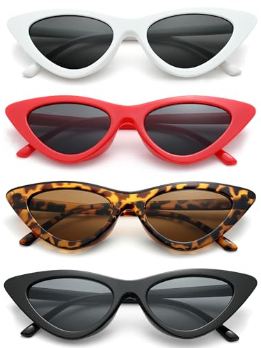 Unning 4 Stück Cateye Sonnenbrille Damen Vintage Retro Cat Eye Sonnenbrillen Set Lustig Katzenauge Brille