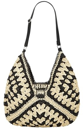 Hobo-Taschen für Damen aus Stroh, Vintage-Umhängetasche, Tragetasche, Designer-Strandtasche, Urlaub, Arbeit, Alltag, Sommer