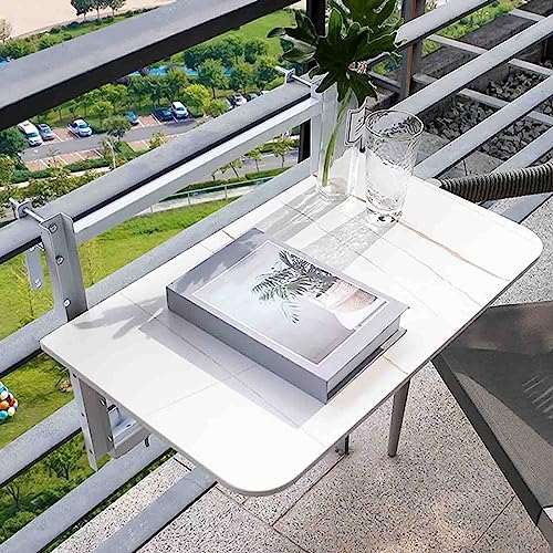 Miuxe Hängende Schienentische Für Deck, 60-120cm Balkon Geländer Bar Tische, Outdoor Folding Beistelltisch, Wand Montierte Hängende Halbe Tabelle, Verstellbare Arbeitsplatte Erweiterung Fold Down