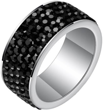 Daesar Edelstahl Ring Männer, Herren Ringe Personalisiert 8MM Tennis mit Schwarz Zirkonia Statement-Ring Ring Große 60 (19.1)