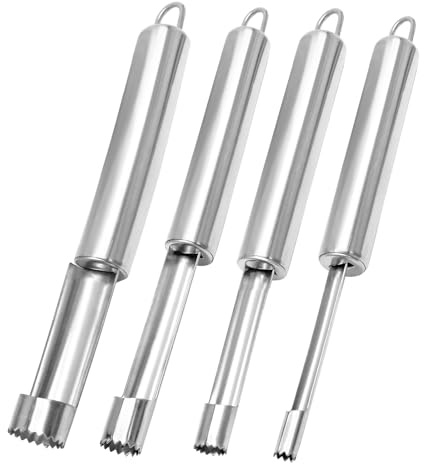 Coufce Multi-Function Corer and Pitter Set 4 Pieces Stainless Steel Remover Tools for Apple, Pear, Cherry, Jujube, Red Dates Suitable for Home Kitchen