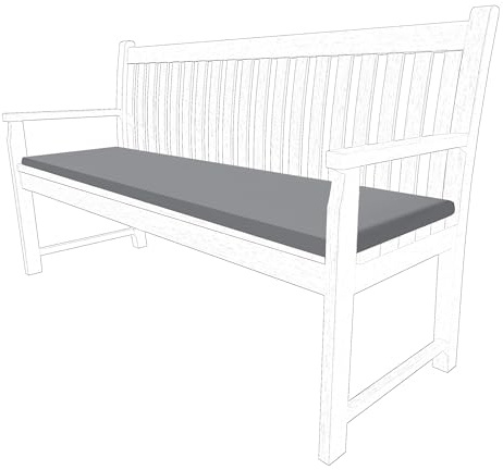 2 3 & 4 Seater Outdoor Garden Bench Cushion Water Resistant Patio Furniture Rectangle Bench Cushion Comfortable Seat Pad Soft Non-Slip Furniture Pad (Dark Grey, 3 Seaters)