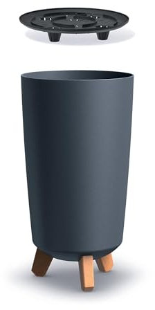 DIKEL Gracia Vaso da fiori rotondo su gambe - Vaso da fiori per interni ed esterni - Vaso da fiori - Vaso da balcone - Vaso decorativo - DGTL240 + argilla espansa 1l - 195x195x365mm - Antracite