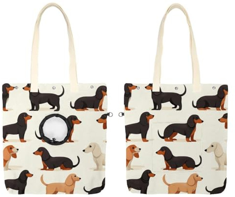 Niedliche Dackel-Hunde (3) Haustier-Schulter-Tragetasche, Canvas-Umhängetasche, Hundetragetasche, tragbare Katze, kleine Tragetasche, Brusttasche