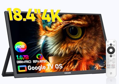 4K Portable Monitor mit Google TV,18.4 Zoll Tragbarer Monitor,3840x2160 UHD | HDR,85% NTSC,IPS Mattes Augenpflege Bildschirm für PC/Laptop/Phone/Tablet/Xbox/PS4/5/Switch,USB C/HDMI