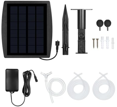 Mskidand Bomba de aire oxigenadora para acuario, bomba de aire solar de 2,5 W, 3 modos y aireador solar sin ruido, para estanque, tanque, pesca, hidroponía