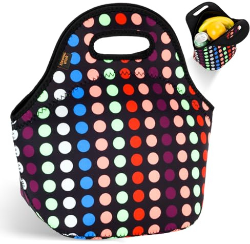 Desing Wish Lunchbox Tasche Neopren Lunchtasche Lunchbag Isoliertas Thermobox Kühltasche Faltbar Thermo Tasche Picknicktasche Isoliert Lunch Bag für Kinder Herren Damen Essen Schule Arbeit Picknick