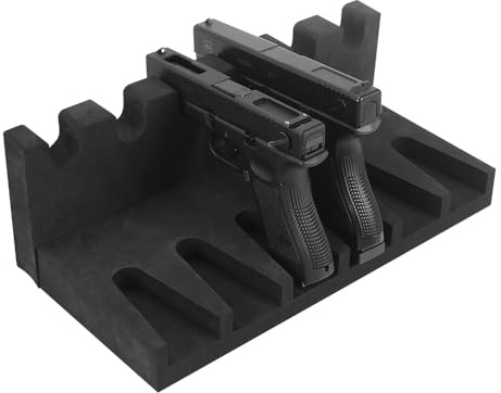 MiOYOOW Support Armes en Mousse EVA, Porte Stockage de 6 Pistolets avec Rangement pour Chargeur, Rack pour Armes de Poing, Compatible avec la Plupart des Pistolets