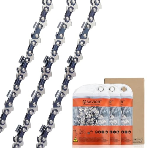 SAVIOR 30cm Sägeketten 44TG 3/8LP 1,3mm, für Stihl MS180 MS211 | Rückschlagsarme Ketten Kompatibel mit 63PM3 44, 3 Stück