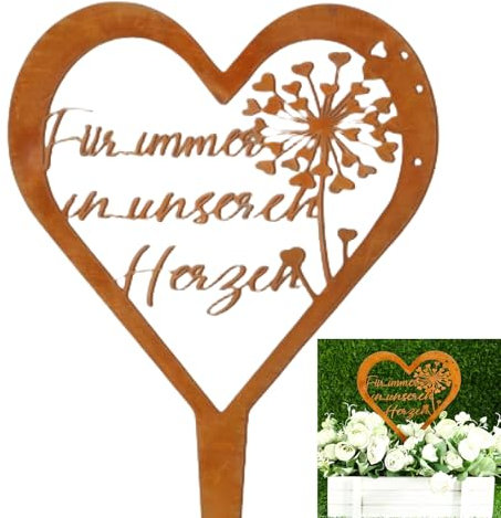 truee Decorazione Per Tomba a Forma Di Cuore, Decorazione Per Tomba In Acciaio Inoxdecorazione Per Tomba Cuore, Decorazioni Per Tombe In Metallo Per Giardino, Terrazza, Balcone, Spina In Ruggine