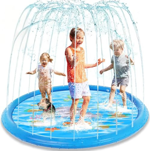 Kezidhp Tappetino Spruzzatore Acqua per Bambini e Cani, 170 cm Piscina Gonfiabile Estiva da Giardino - Gioco Rinfrescante per Esterno, Ideale 2-3 Anni