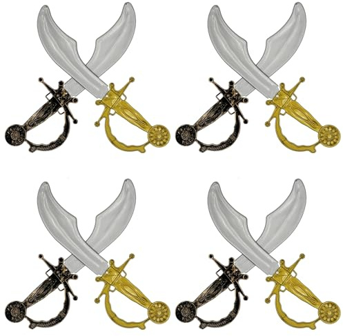 Flyekist 8 Pcs Pirate Swords for Kids,Plastic Pirate Sword Set for Party Favors,Theme Birthday Party, School Stage Activity, Christmas Halloween Cosplay Costume Dress-Up Props.